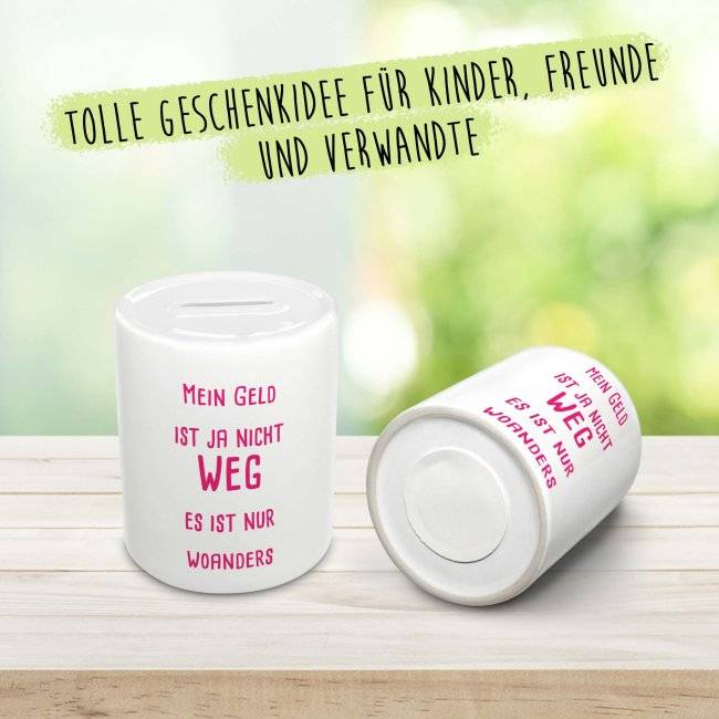 Tassendruck Spardose zum selbst Beschriften mit Wunschtext Versandkostenfrei
