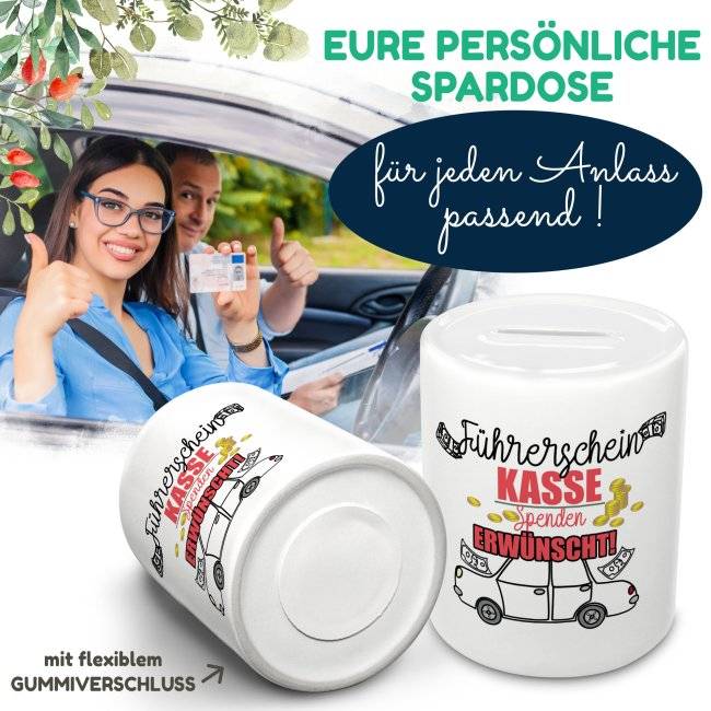 Tassendruck Spardose - Führerschein Kasse - Spenden erwünscht Online Shopping