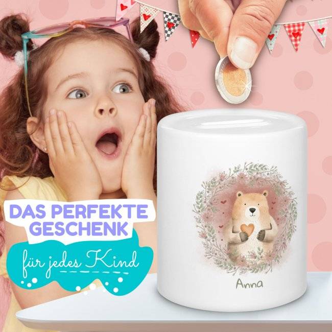 Tassendruck Personalisierte Spardose als Geschenk für Kinder - mit 6 süßen Tiermotiven zur Auswahl - mit Name personalisierbar Preisnachlass