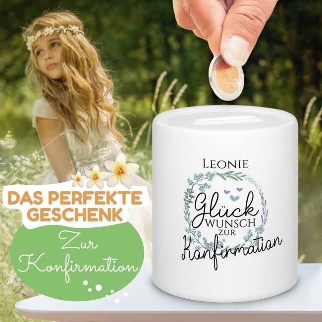 Tassendruck Spardose - Glückwunsch zur Konfirmation - mit Name personalisierbar Cyber Monday