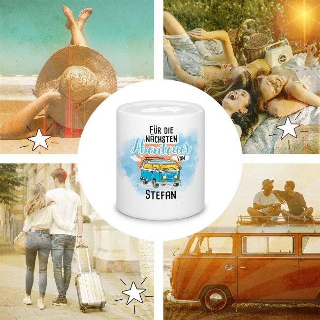 Tassendruck Spardose für den Urlaub - Für die nächsten Abenteuer - mit Name beschriften Weihnachtsangebot