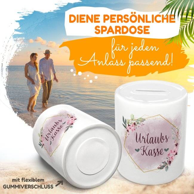 Tassendruck Spardose für den Urlaub - Urlaubskasse Vatertagsangebot