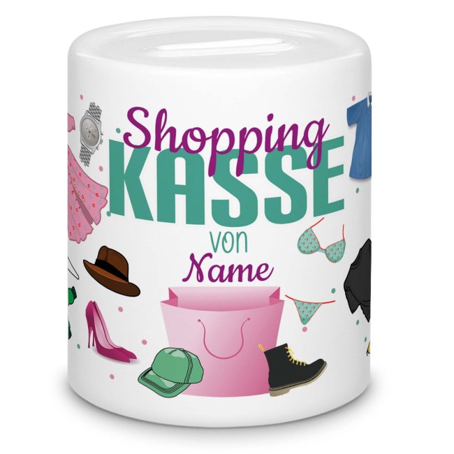 Tassendruck Spardose - Shoppingkasse für - mit Name