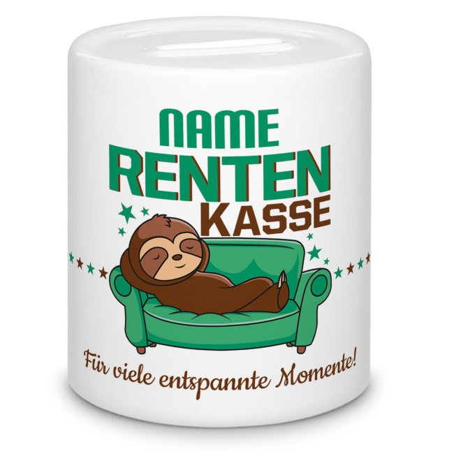 Tassendruck Spardose für Renter - Rentenkasse - mit Name personalisierbar