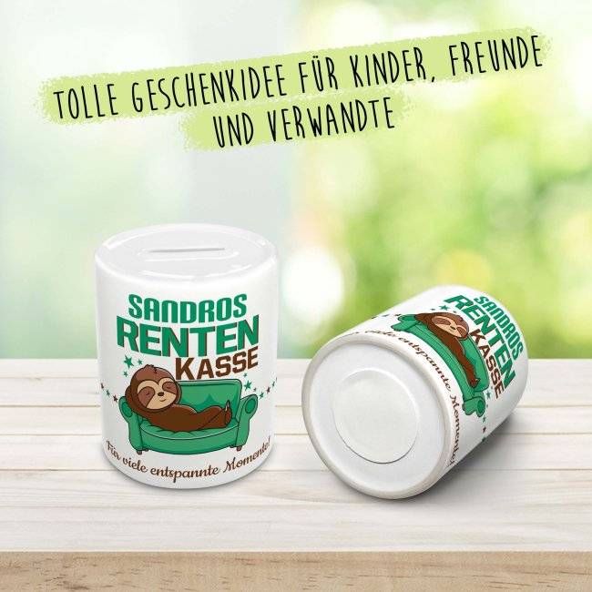 Tassendruck Spardose für Renter - Rentenkasse - mit Name personalisierbar Top Angebot