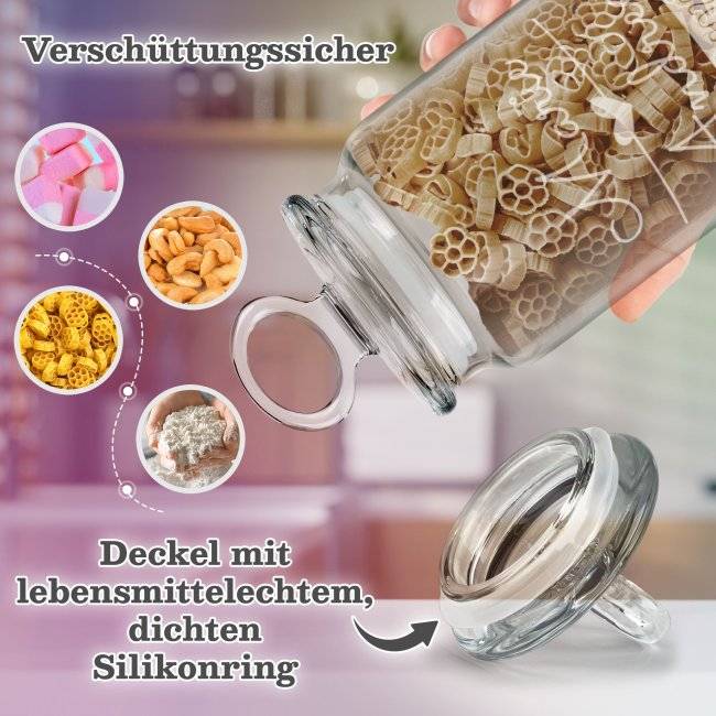 Tassendruck Vorratsdose aus Glas mit Gravur - mit Namen und Datum personalisieren - Verschiedene Größen Zeitlich begrenztes Angebot
