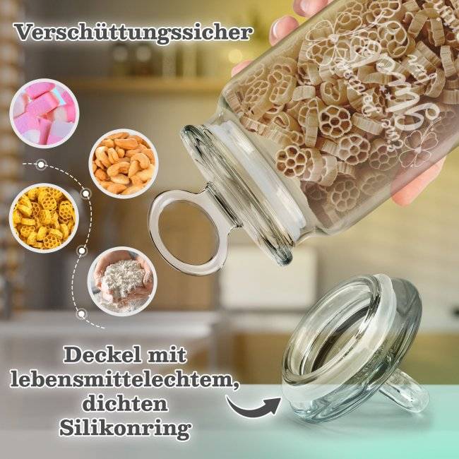 Tassendruck Personalisierte Vorratsdose aus Glas - Eine Portion Glück - mit Name gravieren - Verschiedene Größen Exklusive Angebote