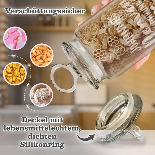 Tassendruck Vorratsdose aus Glas mit Gravur - Nerven Nahrung - mit Name - Verschiedene Größen Neuheiten