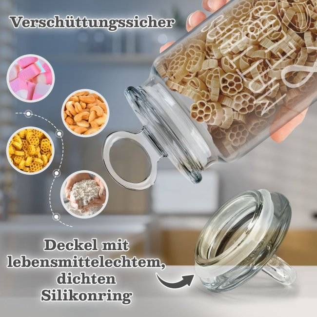Tassendruck Vorratsdose aus Glas - Ringe - mit Namen und Datum gravieren - Verschiedene Größen Kauf eins, bekomm eins gratis
