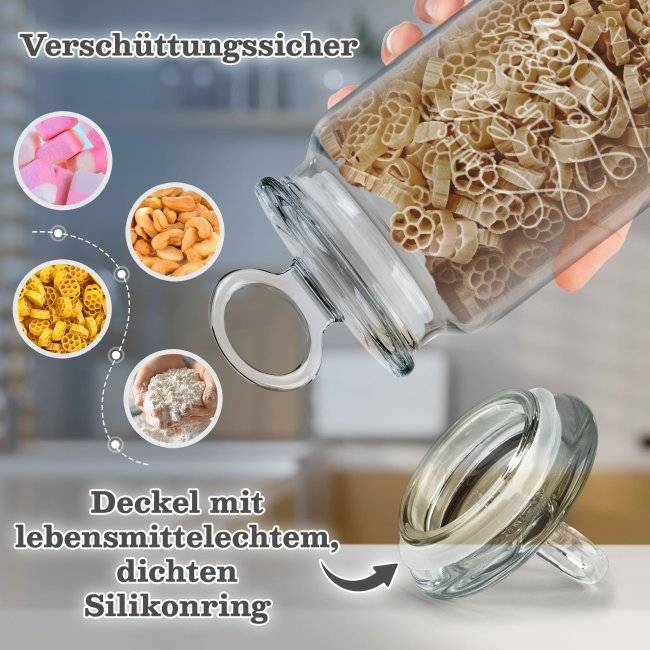 Tassendruck Vorratsdose aus Glas mit Gravur - Zur Hochzeit mit Namen personalisieren - Verschiedene Größen Sonderangebote