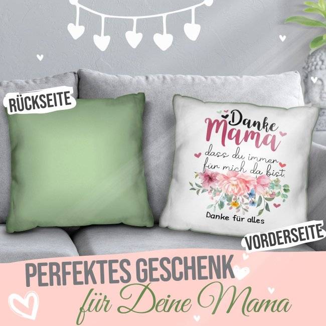 Tassendruck Kissen für Mama - Danke Mama, dass Du mich liebst - mit Wunschtext beschriften Bis zu 55% Rabatt