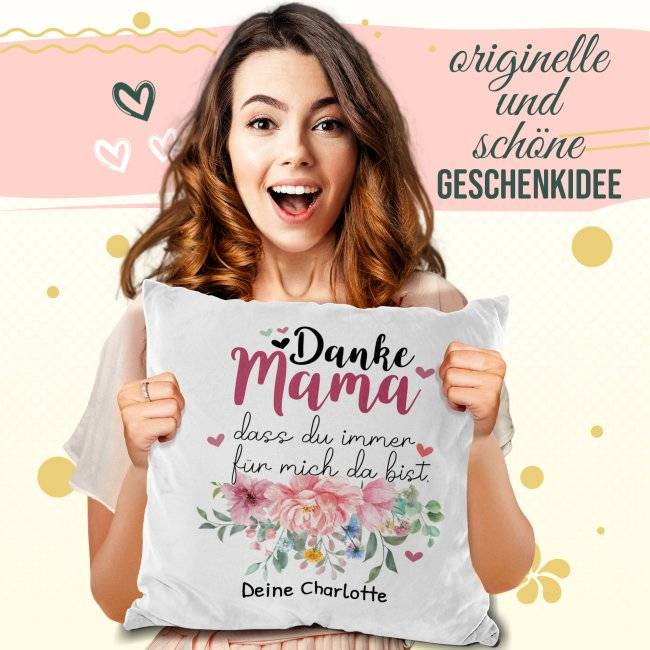 Tassendruck Kissen für Mama - Danke Mama, dass Du mich liebst - mit Wunschtext beschriften Discount Store für neue Produkte