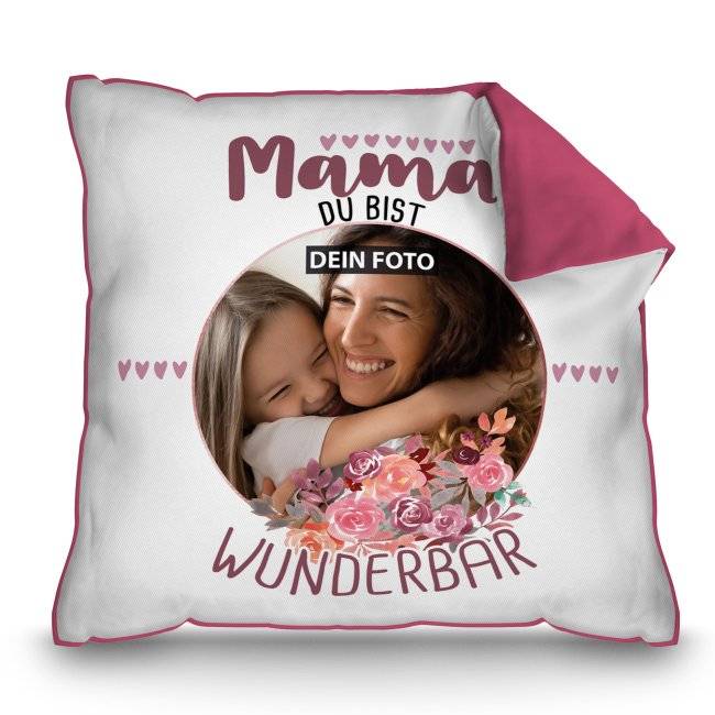 Tassendruck Kissen für Mama - Du bist Wunderbar - mit Foto personalisierbar