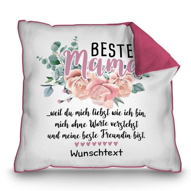 Tassendruck Kissen für Mama - Weil du mich liebst - mit Wunschtext beschriften