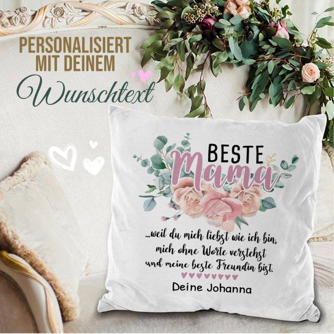 Tassendruck Kissen für Mama - Weil du mich liebst - mit Wunschtext beschriften 50% Rabatt mit kostenlosem Versand