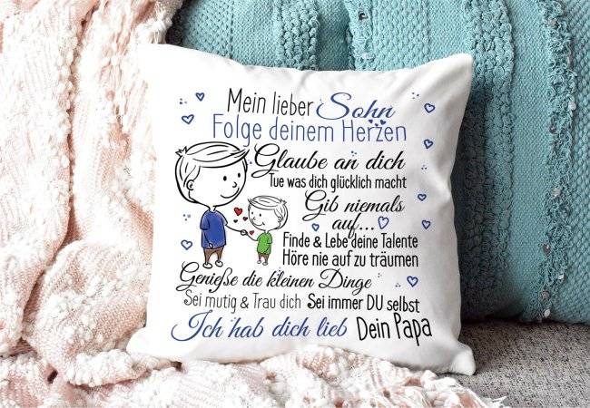 Tassendruck Kissen für Kinder - Von Papa für Sohn und Tochter Begrenzt auf 3 Tage
