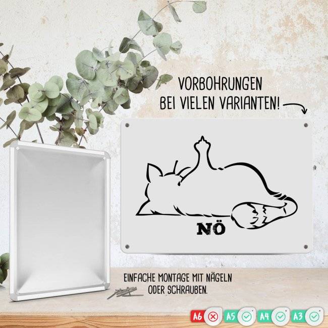 Tassendruck Blechschild - Nö Katze Mittelfinger Hotsell