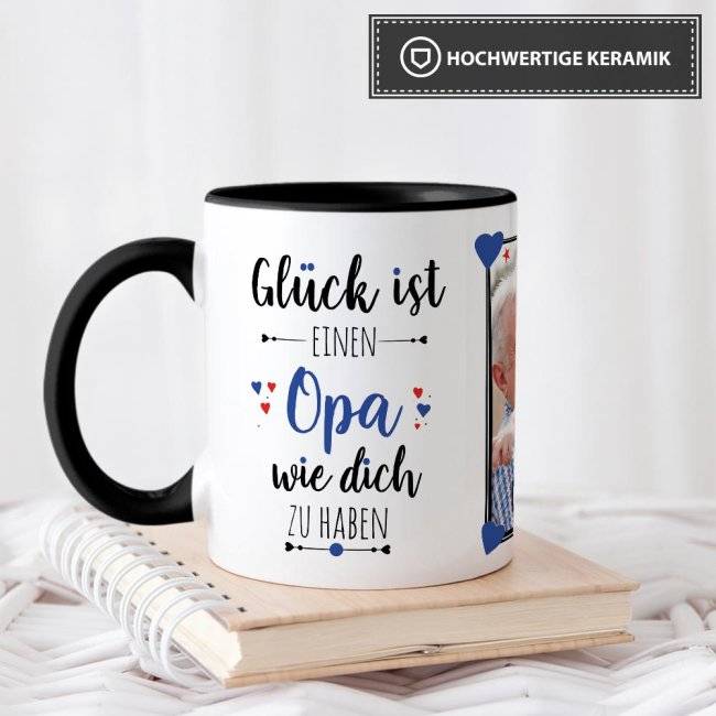 Tassendruck mit Fotocollage und Spruch - Glück ist Osterangebot