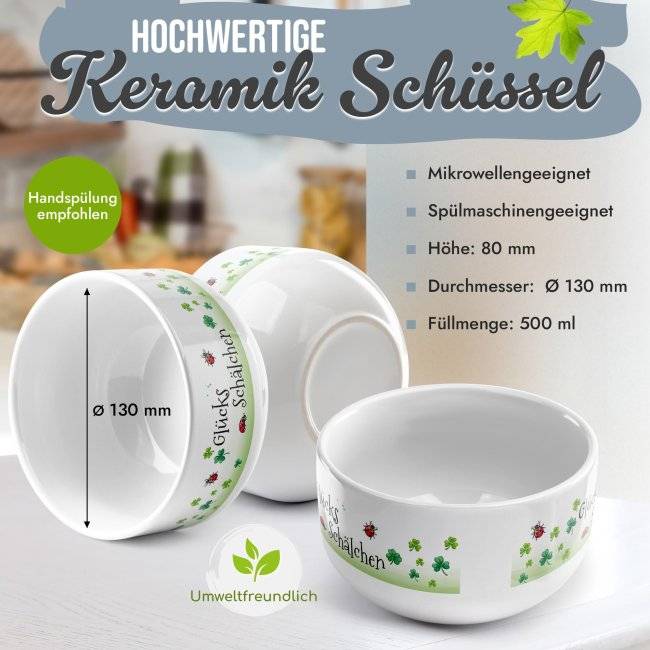 Tassendruck Müslischüssel - Glücksschälchen - 500 ml Jubiläumsangebot