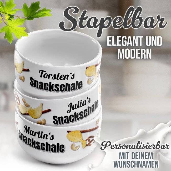 Tassendruck Müslischüssel - Snackschale salzig - mit Name - 500 ml Lagerräumung