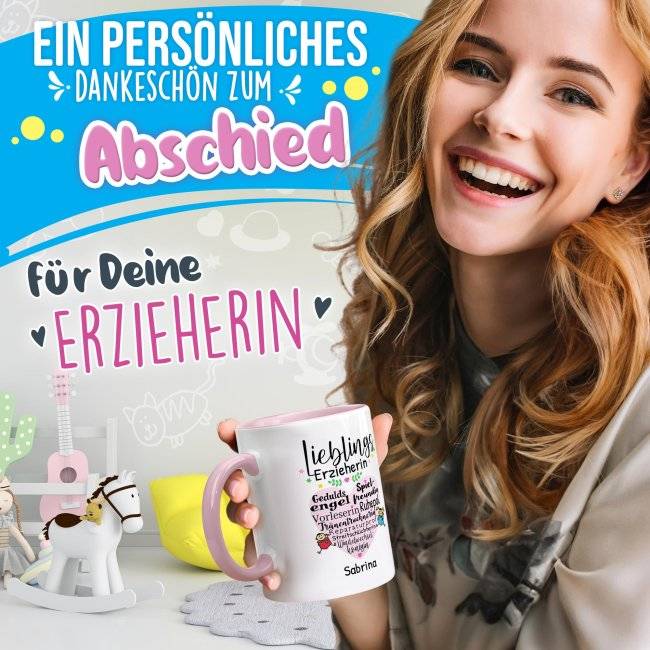 Tassendruck Personaliserte - Lieblingserzieherin - mit Name bedrucken Kauf eins, bekomm eins gratis