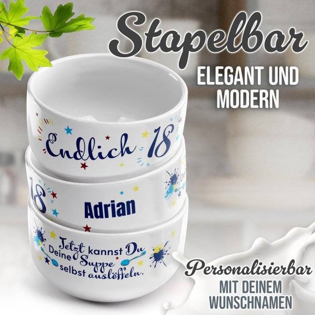 Tassendruck Müslischüssel - 18. Geburtstag - Suppe selber auslöffeln - mit Name - 500 ml Tägliche Deals