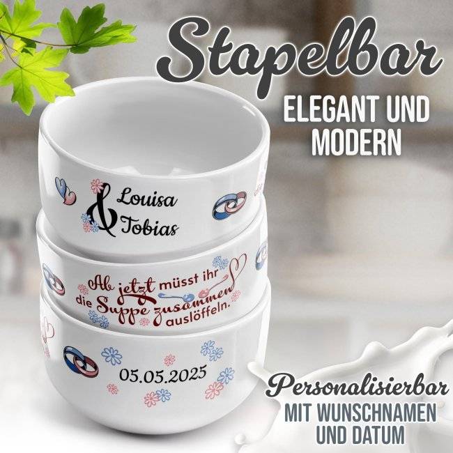 Tassendruck Müslischüssel - Suppe gemeinsam auslöffeln - mit Name - 500 ml Sonderangebote