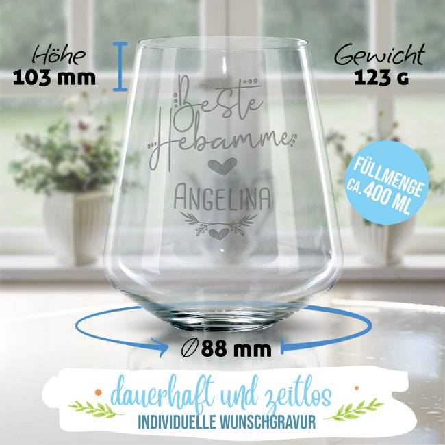 Tassendruck Personalisierbares Windlicht für die beste Hebamme - mit Name Bis zu 50% Rabatt