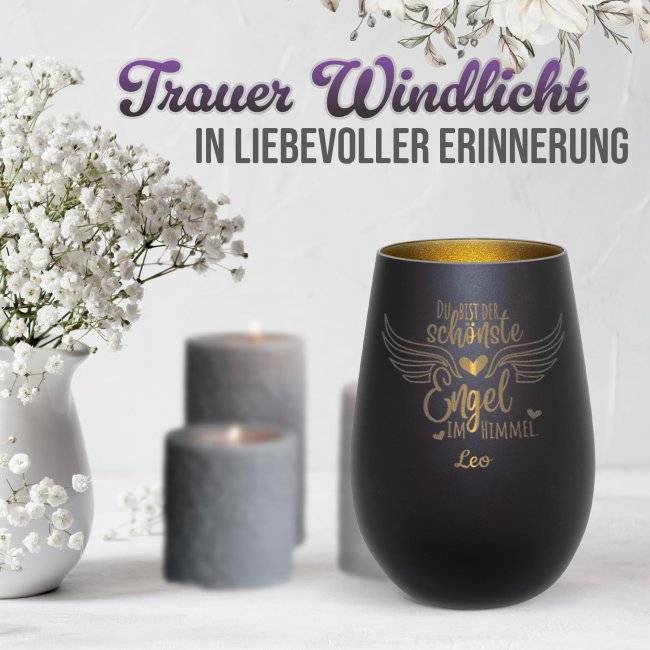 Tassendruck Trauerlicht - Der schönste Engel im Himmel - mit Name - inkl. Teelicht Bis zu 65% Rabatt
