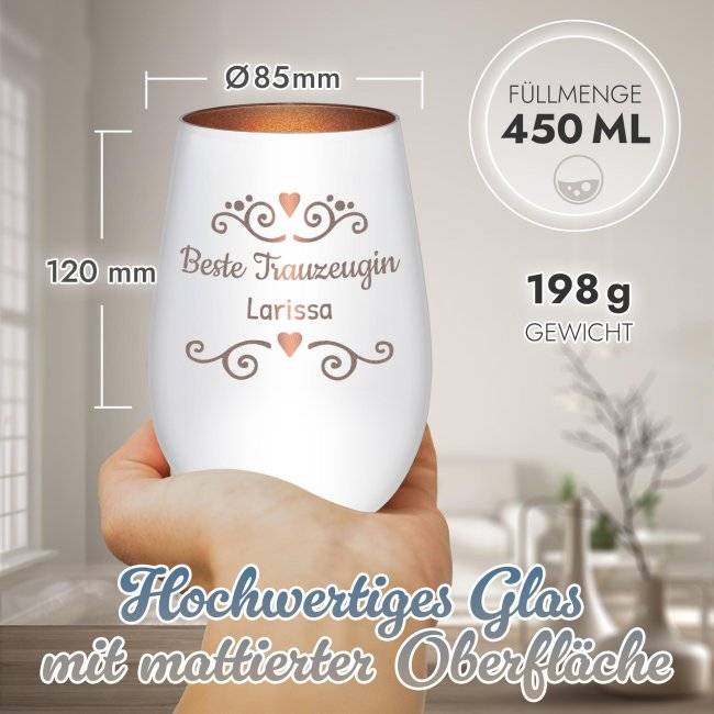 Tassendruck Windlicht mit Gravur - Beste Trauzeugin - mit Name - inkl. Teelicht Discount Store für neue Produkte