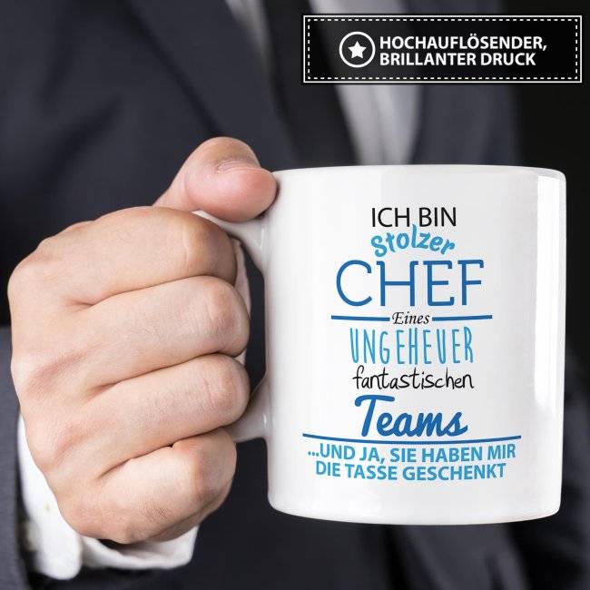 Tassendruck Stolzer Chef - Keramik Weiß Fabrikladen