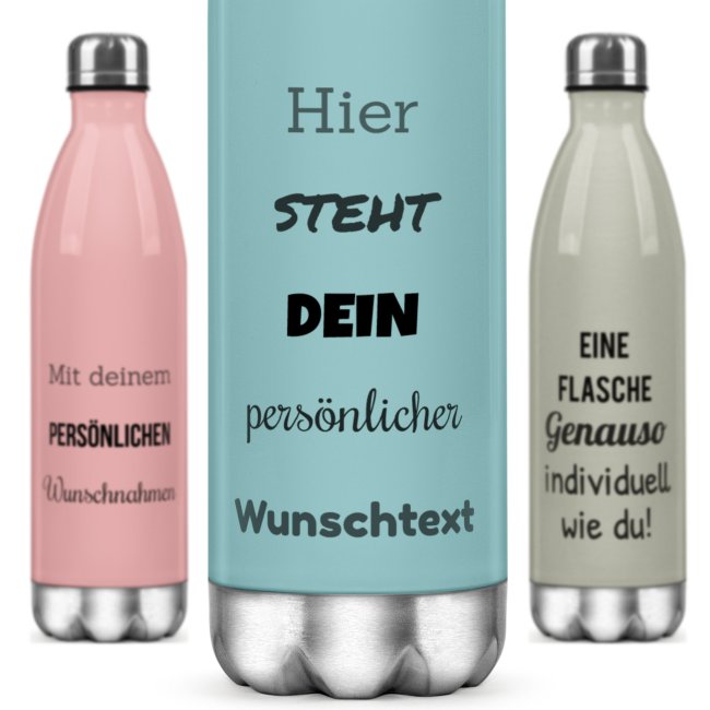 Tassendruck Farbige Edelstahl-Trinkflasche mit Text selbst gestalten - 4 Farben - 500 ml