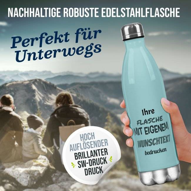 Tassendruck Farbige Edelstahl-Trinkflasche mit Text selbst gestalten - 4 Farben - 500 ml Outlet