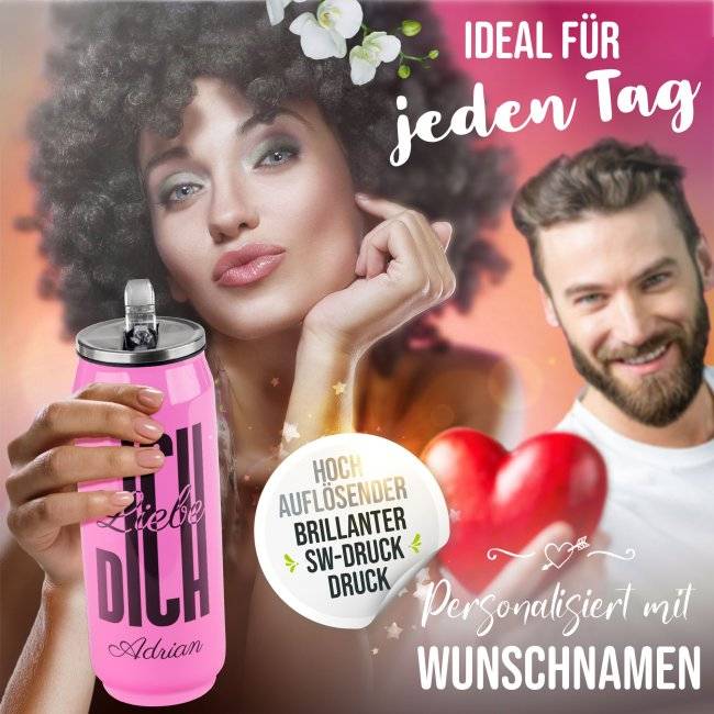 Tassendruck Edelstahl Trinkflasche Cola-Dose - Ich liebe dich - mit Name - verschiedene Farben, 420 ml Hotsell