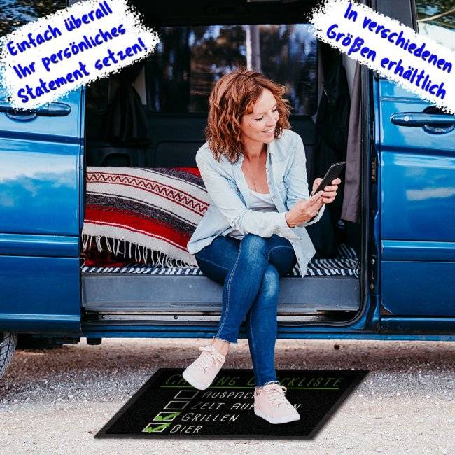 Tassendruck Lustige Fußmatte Camping - Camping Checkliste Fabrikpreis