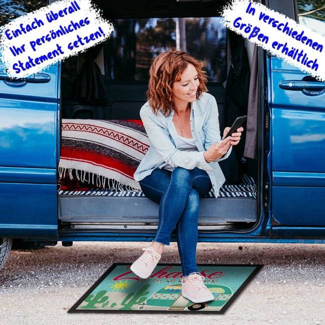 Tassendruck Lustige Fußmatte - Kakteen - Zuhause ist da, wo wir parken Sonderangebot