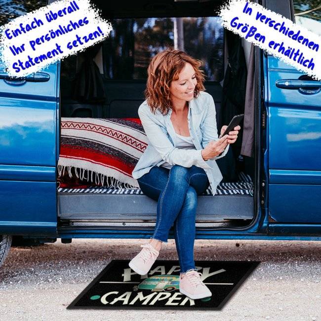 Tassendruck Lustige Fußmatte Camping - Happy Camper Preisnachlass