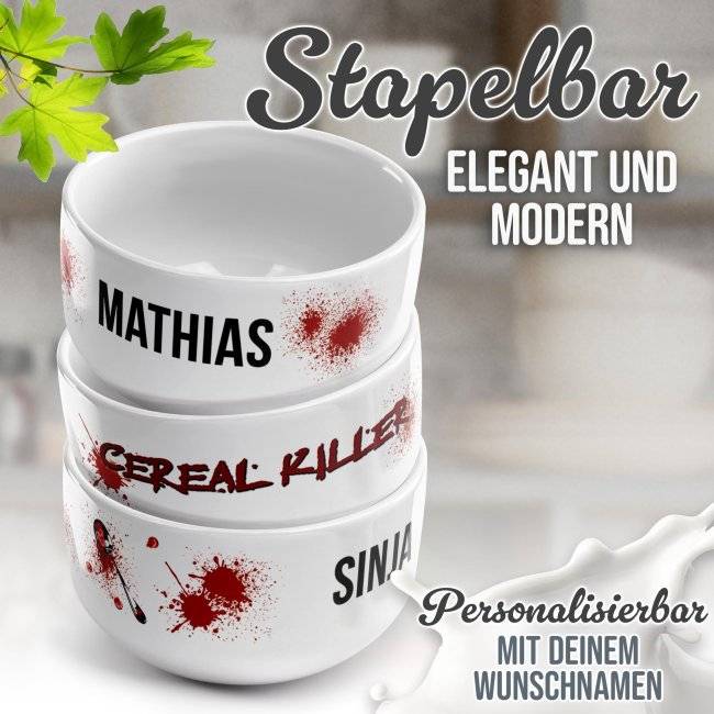 Tassendruck Müslischüssel - Cereal Killer - mit Name - 500 ml Blitzangebot
