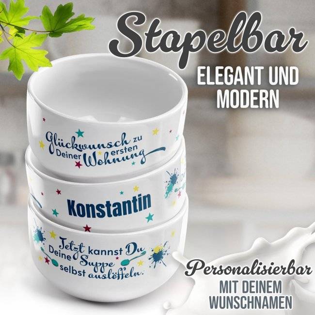 Tassendruck Müslischüssel - Erste Wohnung - mit Name - 500 ml Neuheiten