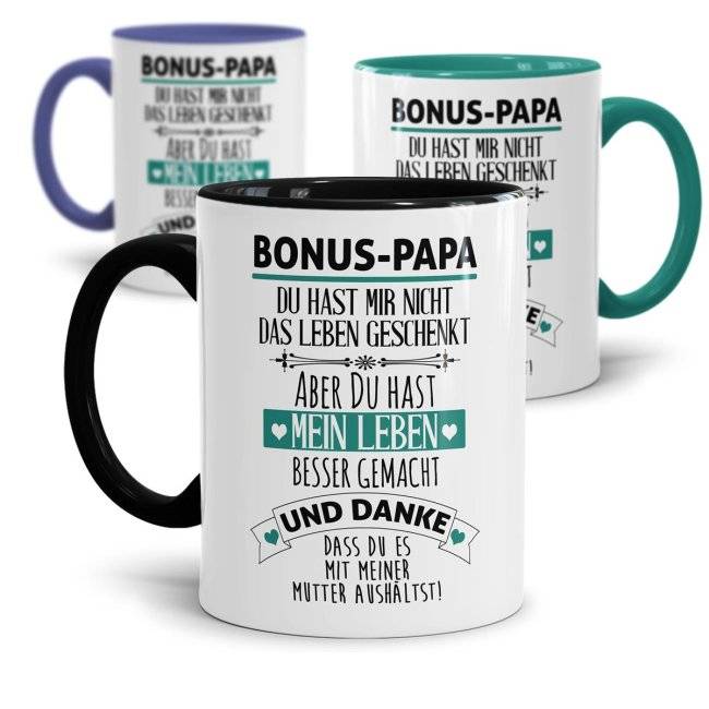 Tassendruck mit Spruch - Danke Bonus Papa