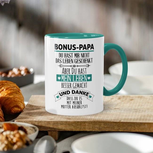Tassendruck mit Spruch - Danke Bonus Papa Räumungsverkauf