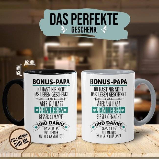 Tassendruck mit Spruch - Danke Bonus Papa Räumungsverkauf