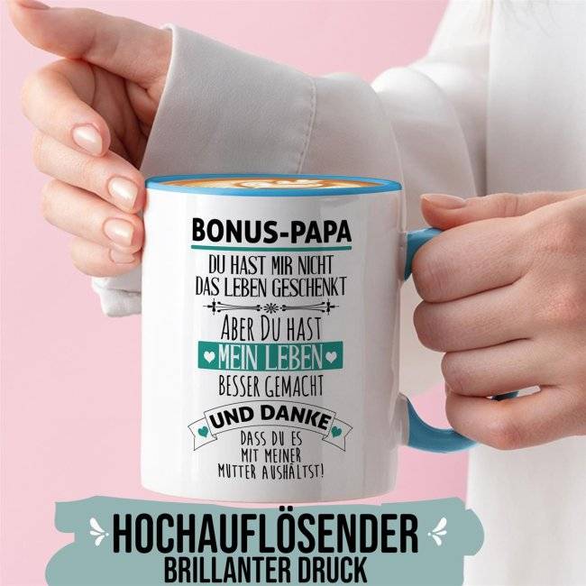 Tassendruck mit Spruch - Danke Bonus Papa Räumungsverkauf