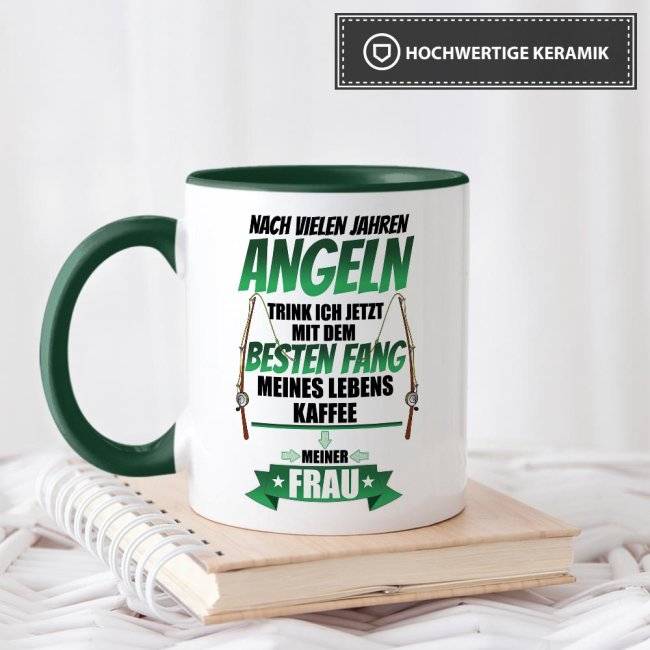 Tassendruck Tassen mit Spruch für Angler - Fang meines Lebens - meine Frau Fabrikladen