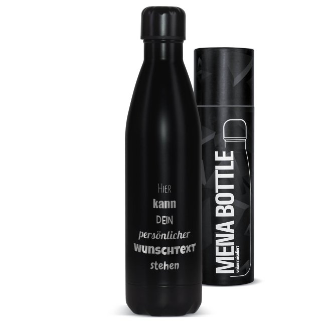 Tassendruck Edelstahl-Trinkflasche gravieren- schwarz matt - 750 ml