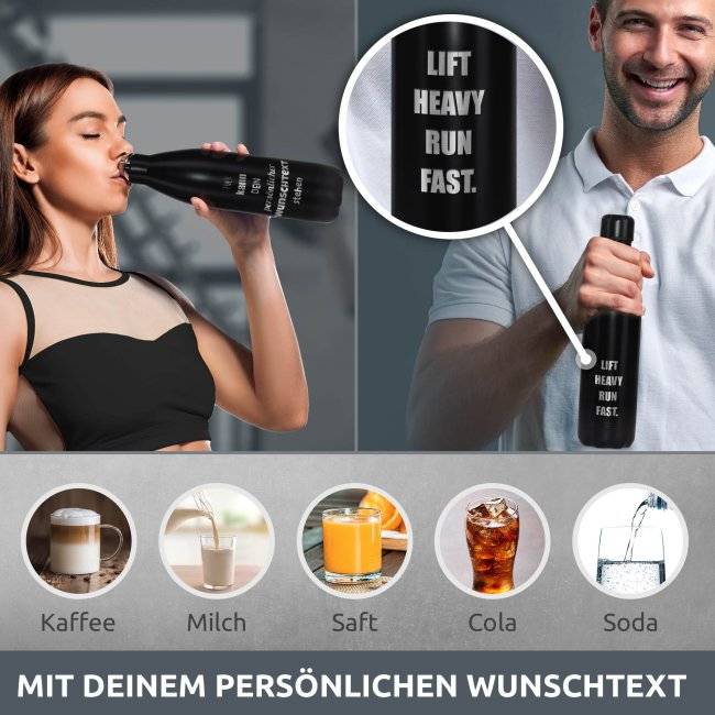 Tassendruck Edelstahl-Trinkflasche gravieren- schwarz matt - 750 ml Speichern exportieren
