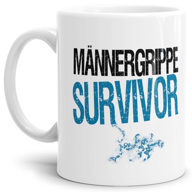 Tassendruck Männergrippe Survivor Weiss