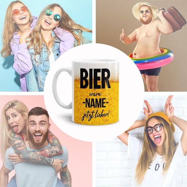 Tassendruck Bier mit Name personalisieren - Bier wäre XXX jetzt lieber - Weiß Outlet