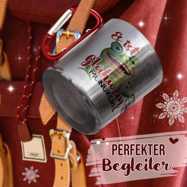 Tassendruck Glühweintasse - Es ist Glühwein, meine Kerle - Edelstahltasse mit Karabiner Günstiger Verkauf