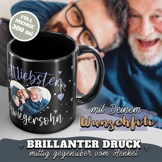 Tassendruck Schwarze mit Foto - Weltliebster - Männliche Form Fabrikpreis